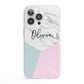Marble Pink Geometric Personalised iPhone 13 Pro Clear Bumper Case