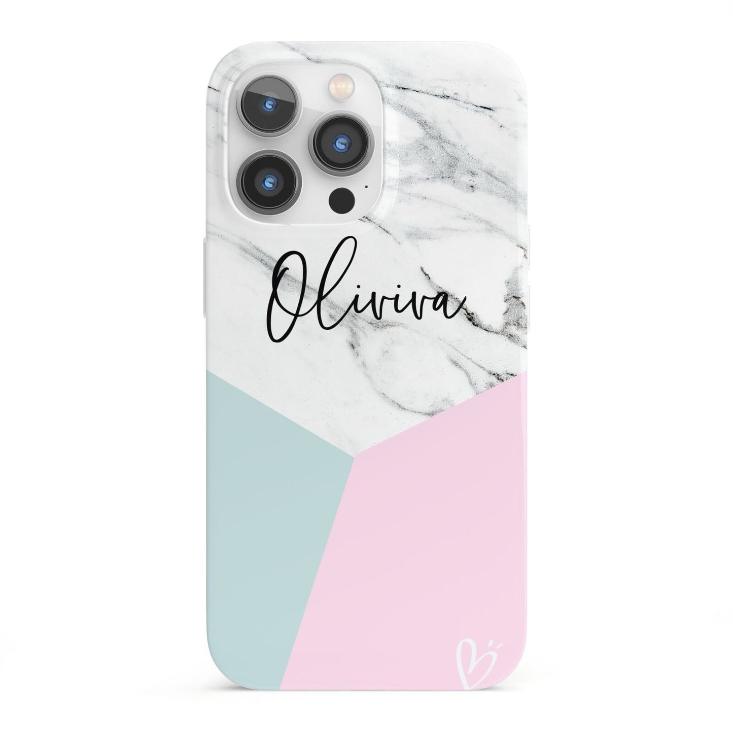 Marble Pink Geometric Personalised iPhone 13 Pro Full Wrap 3D Snap Case