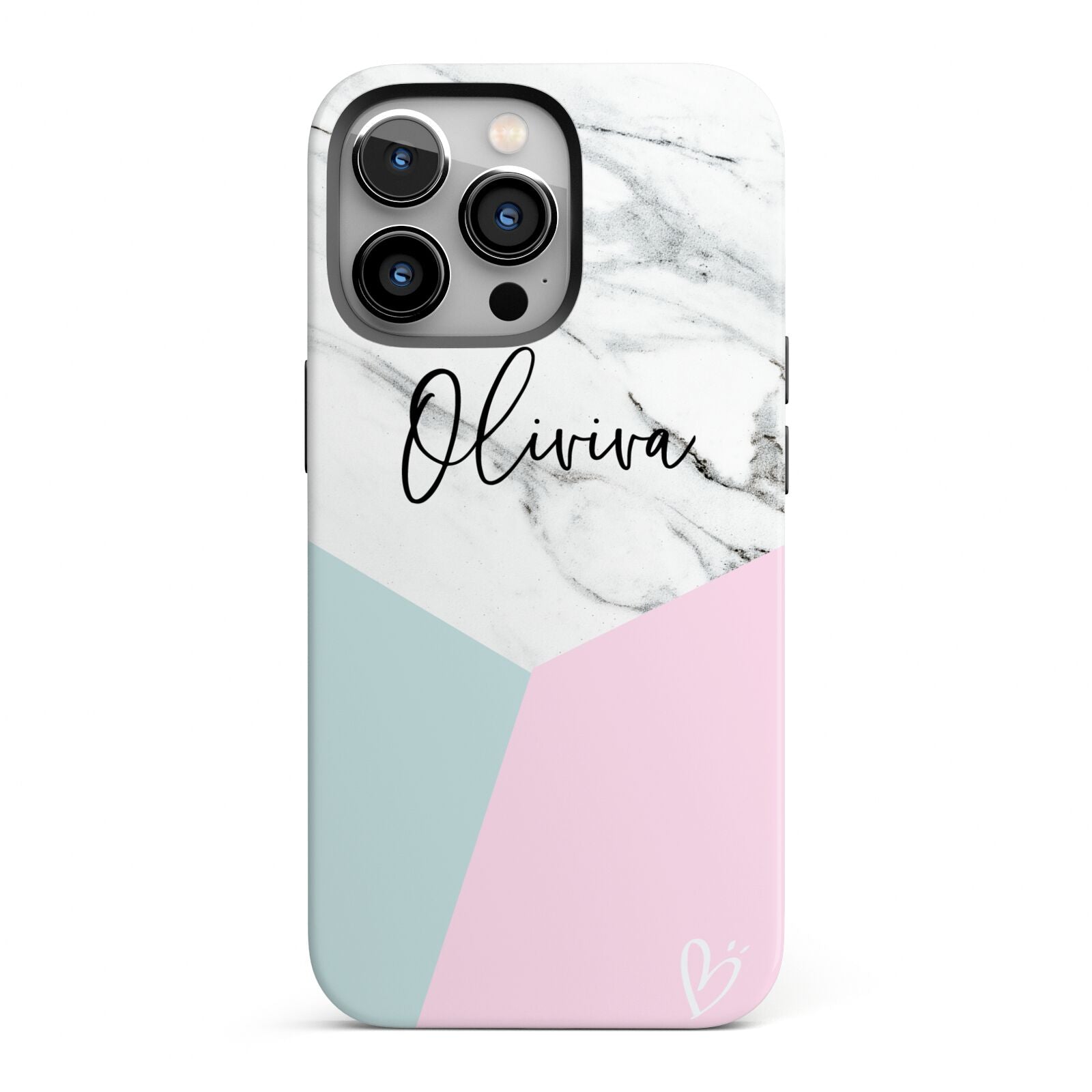 Marble Pink Geometric Personalised iPhone 13 Pro Full Wrap 3D Tough Case