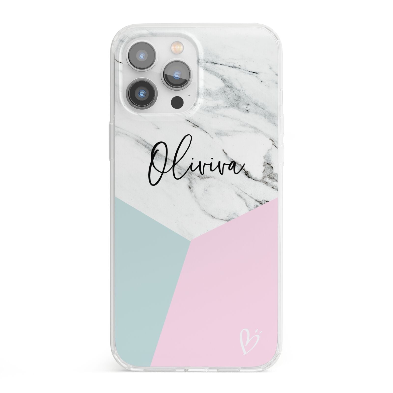 Marble Pink Geometric Personalised iPhone 13 Pro Max Clear Bumper Case