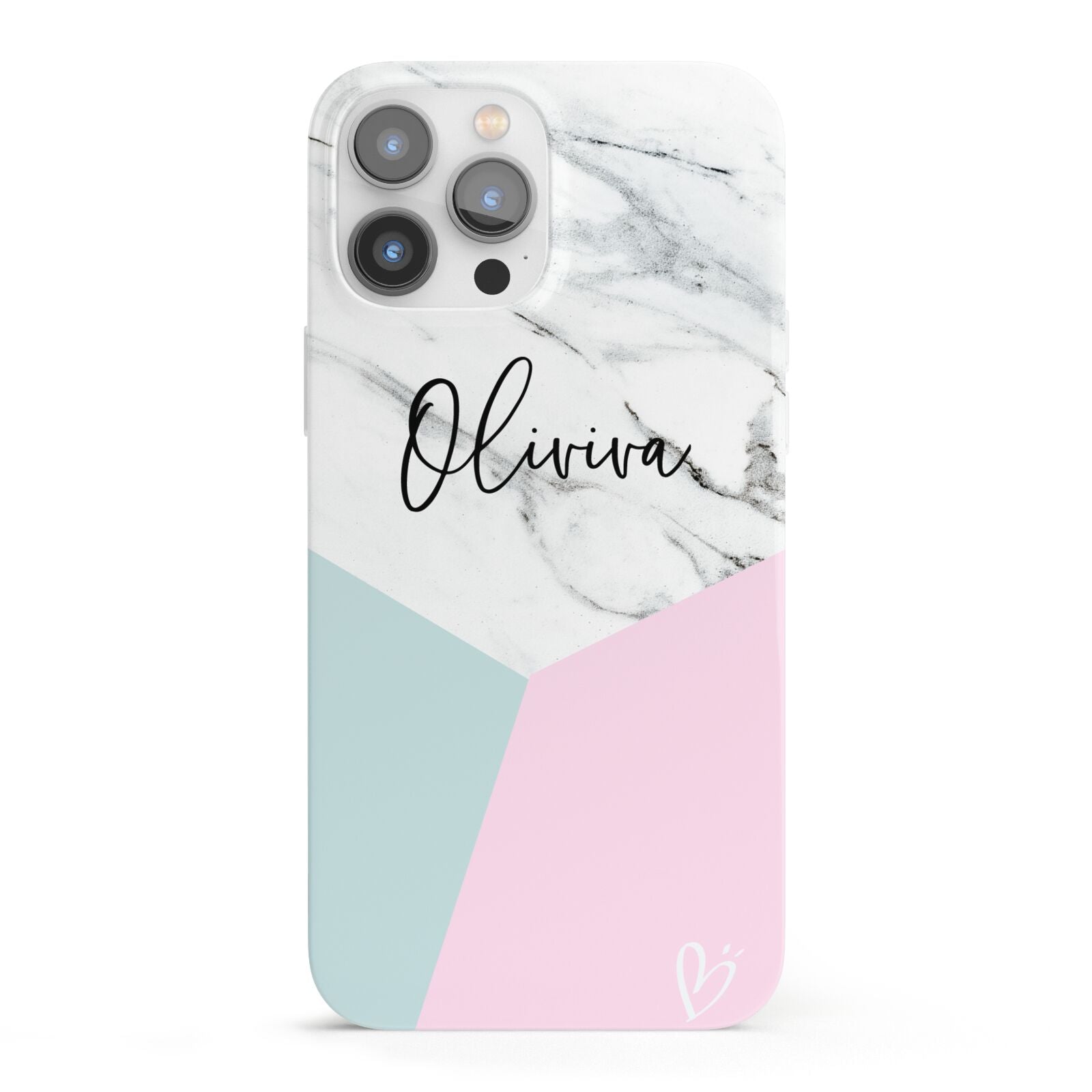Marble Pink Geometric Personalised iPhone 13 Pro Max Full Wrap 3D Snap Case