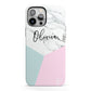 Marble Pink Geometric Personalised iPhone 13 Pro Max Full Wrap 3D Tough Case