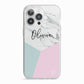 Marble Pink Geometric Personalised iPhone 13 Pro TPU Impact Case with White Edges