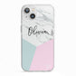 Marble Pink Geometric Personalised iPhone 13 TPU Impact Case with White Edges