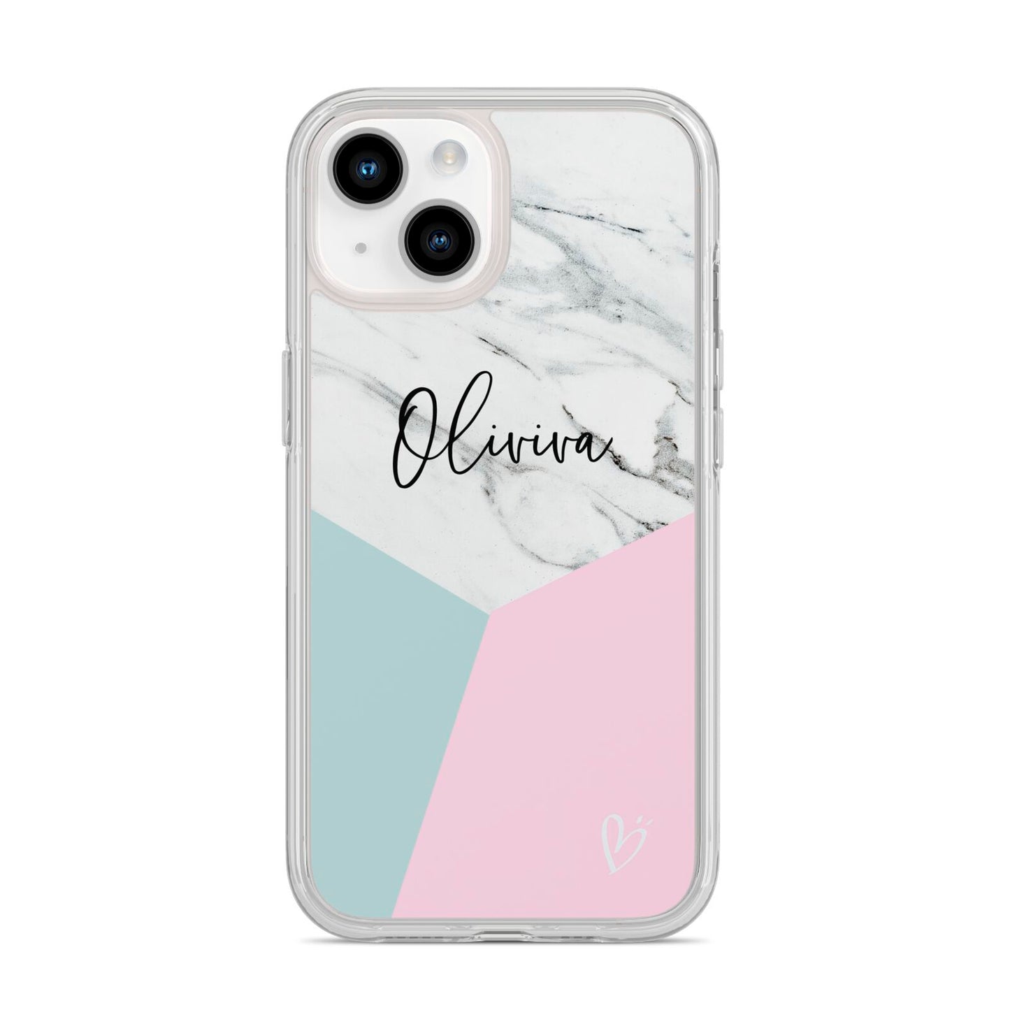 Marble Pink Geometric Personalised iPhone 14 Clear Tough Case Starlight