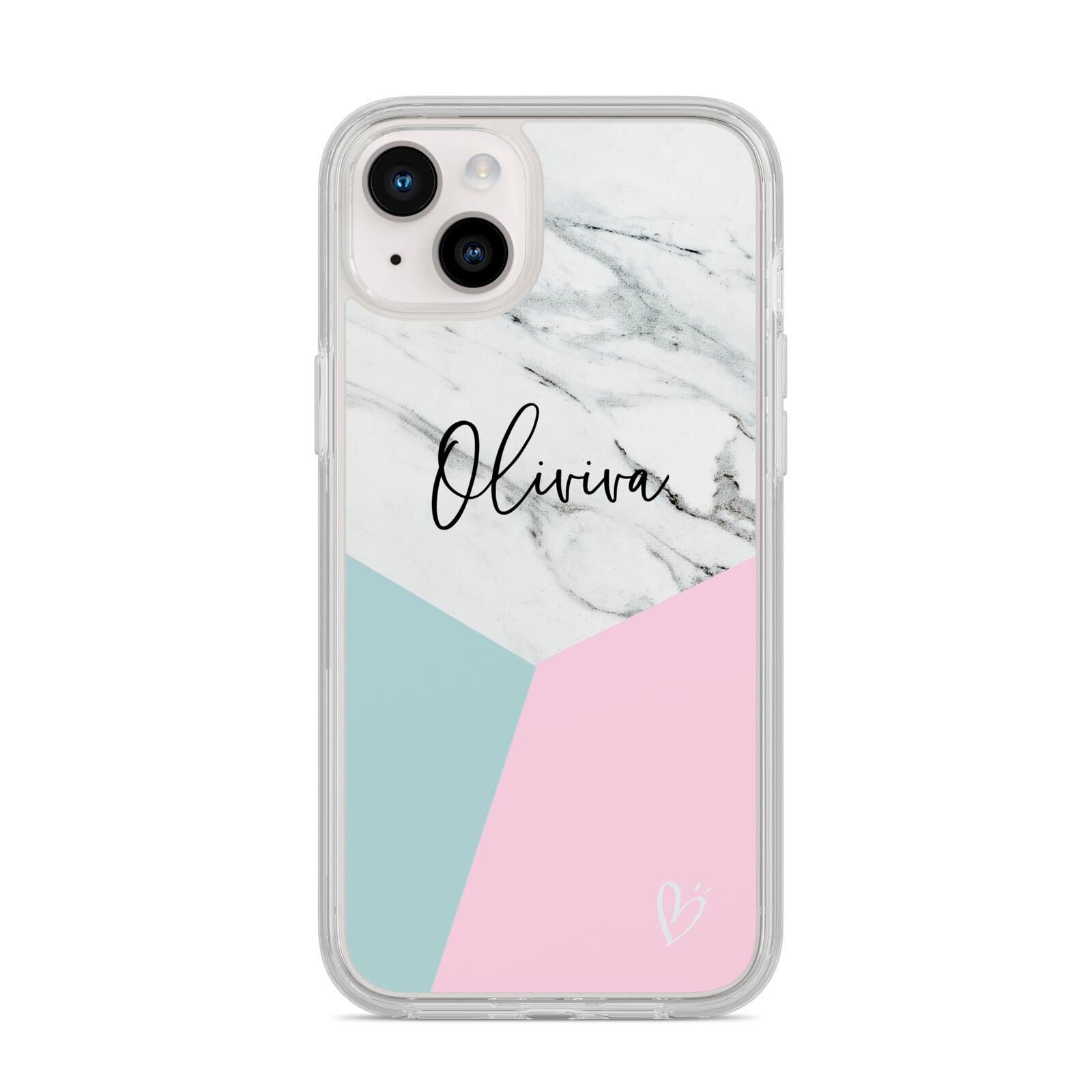 Marble Pink Geometric Personalised iPhone 14 Plus Clear Tough Case Starlight