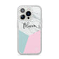Marble Pink Geometric Personalised iPhone 14 Pro Glitter Tough Case Silver