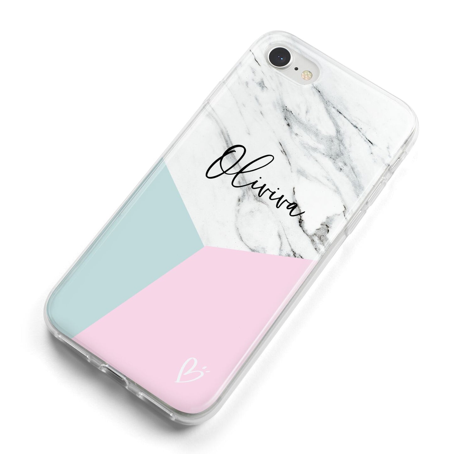 Marble Pink Geometric Personalised iPhone 8 Bumper Case on Silver iPhone Alternative Image
