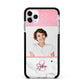 Marble Pink Glitter Photo Custom Apple iPhone 11 Pro Max in Silver with Black Impact Case