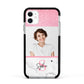 Marble Pink Glitter Photo Custom Apple iPhone 11 in White with Black Impact Case