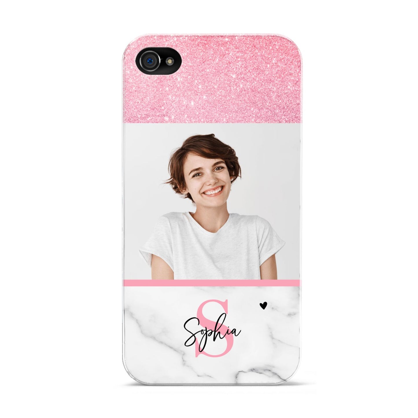 Marble Pink Glitter Photo Custom Apple iPhone 4s Case