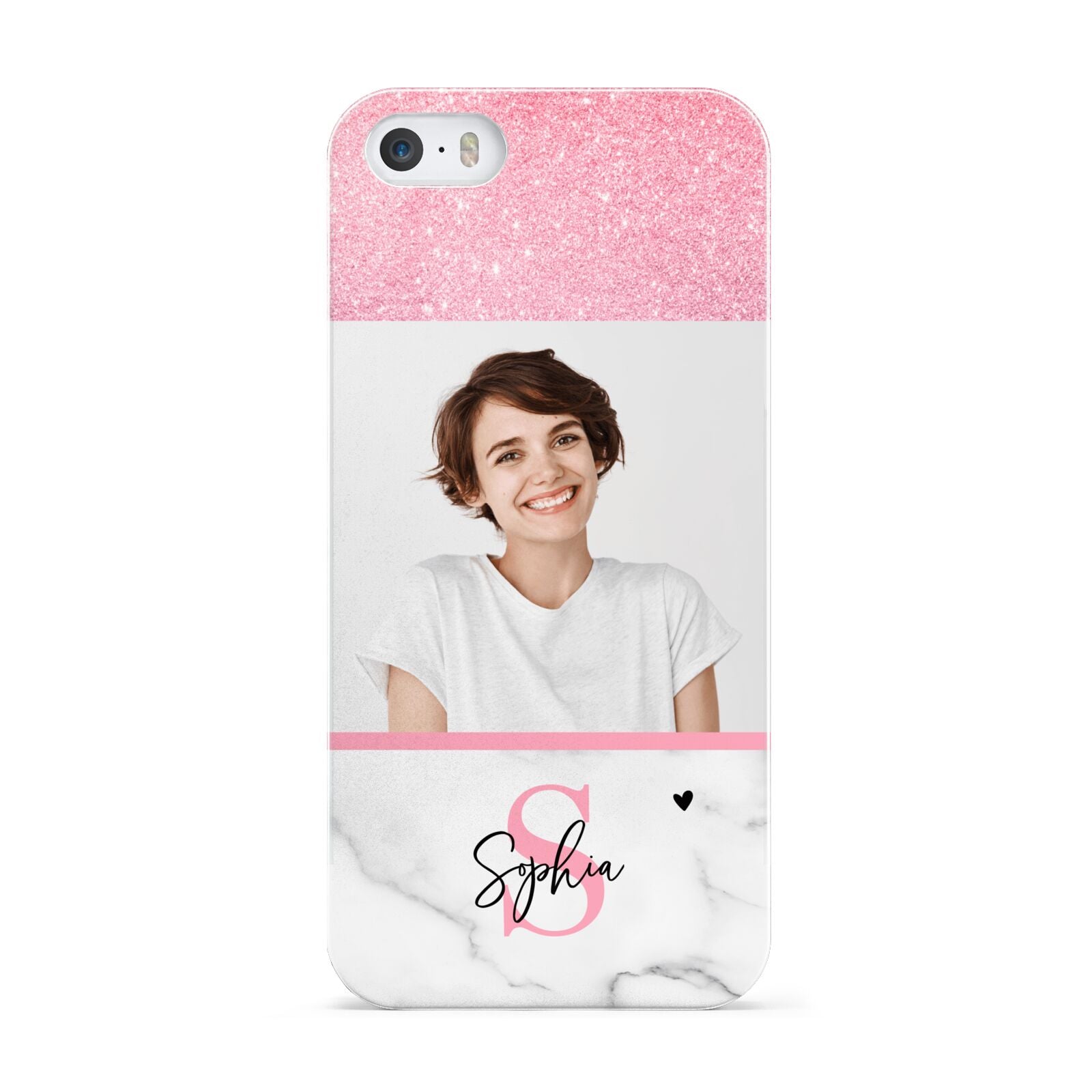 Marble Pink Glitter Photo Custom Apple iPhone 5 Case