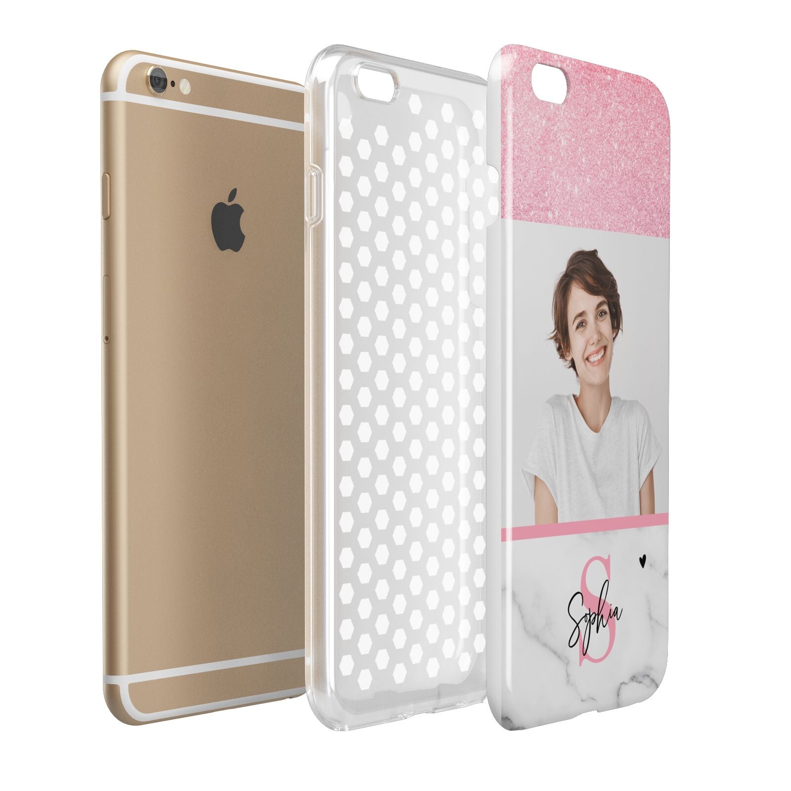 Marble Pink Glitter Photo Custom Apple iPhone 6 Plus 3D Tough Case Expand Detail Image