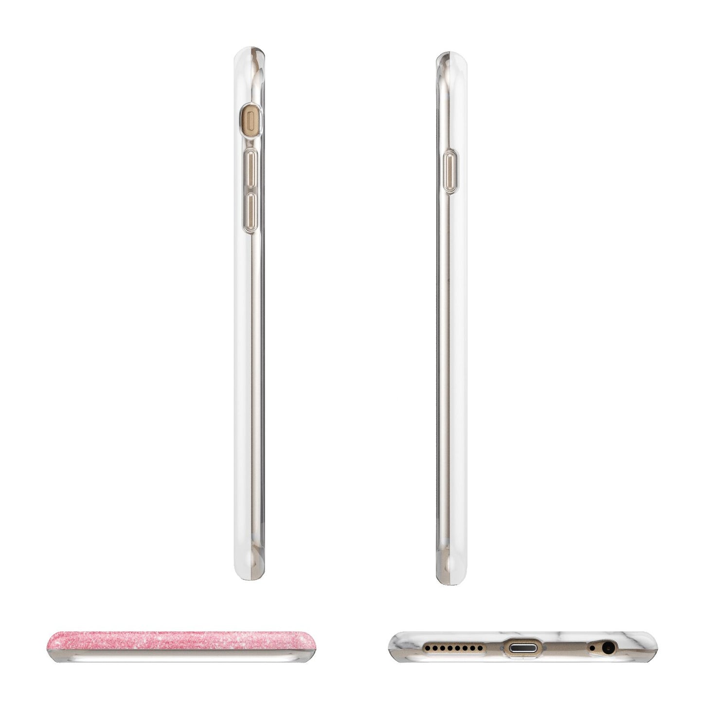 Marble Pink Glitter Photo Custom Apple iPhone 6 Plus 3D Wrap Tough Case Alternative Image Angles