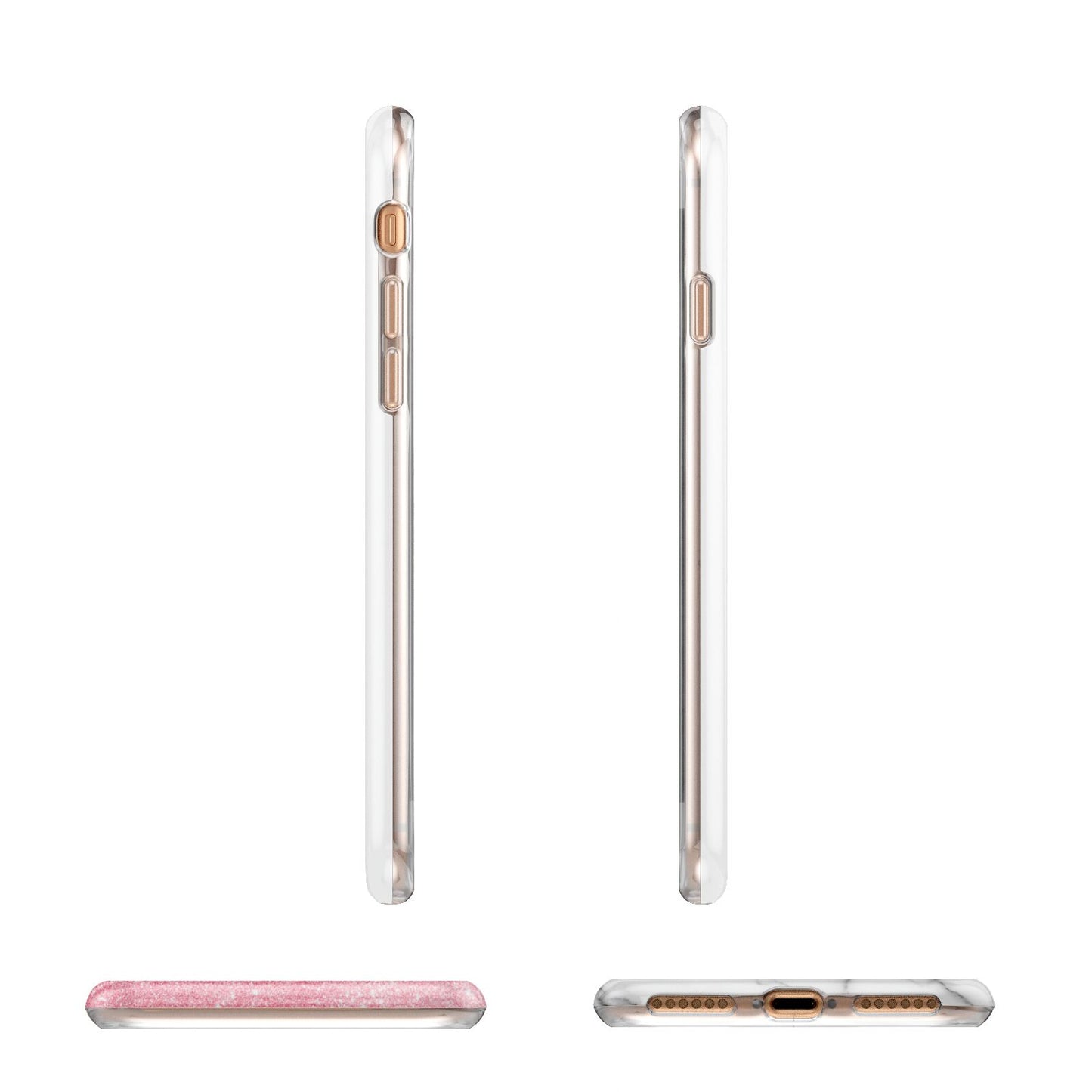 Marble Pink Glitter Photo Custom Apple iPhone 7 8 3D Wrap Tough Case Alternative Image Angles