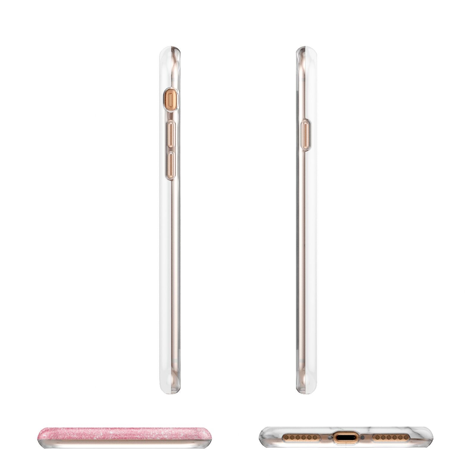 Marble Pink Glitter Photo Custom Apple iPhone 7 8 3D Wrap Tough Case Alternative Image Angles