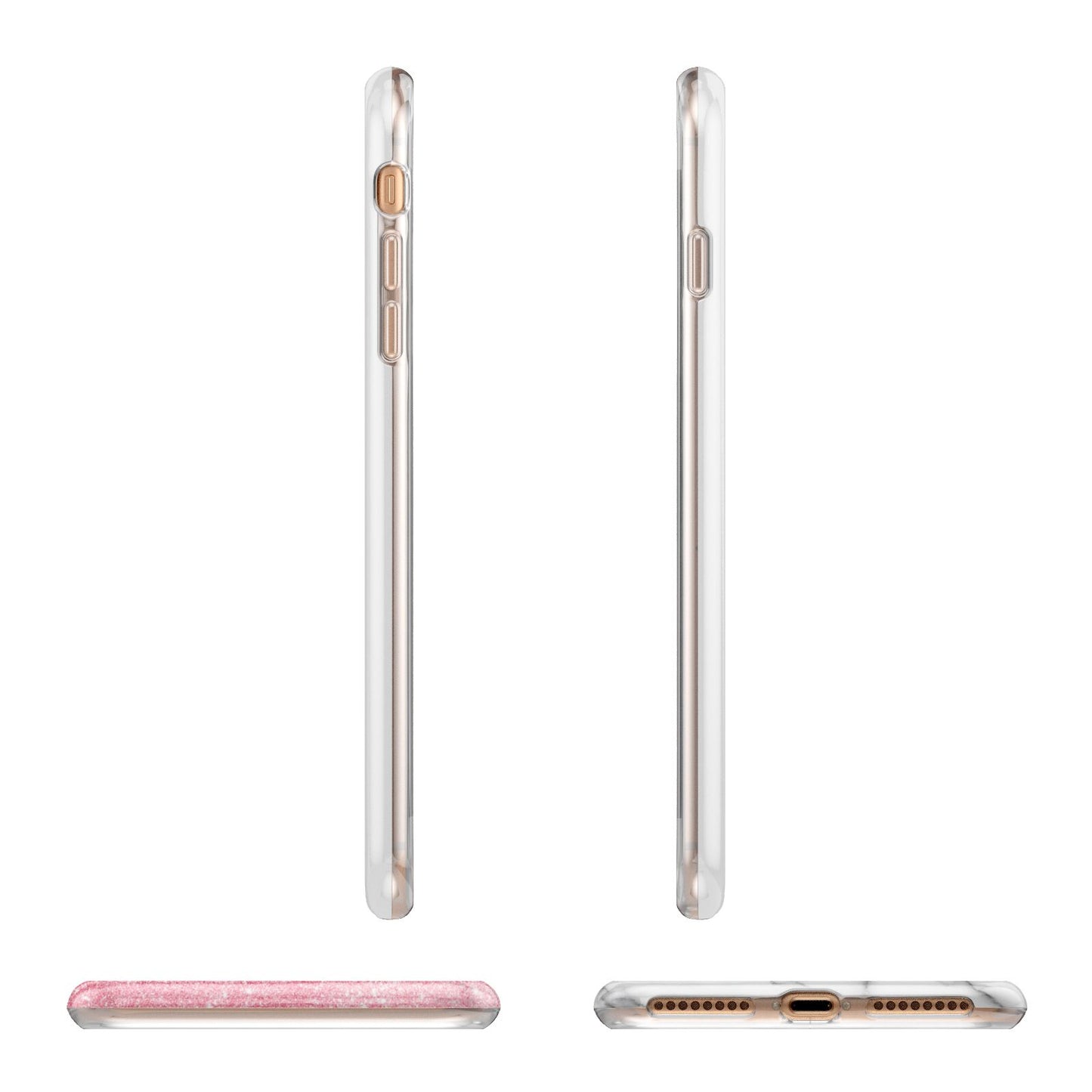 Marble Pink Glitter Photo Custom Apple iPhone 7 8 Plus 3D Wrap Tough Case Alternative Image Angles