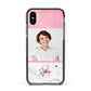 Marble Pink Glitter Photo Custom Apple iPhone Xs Impact Case Black Edge on Black Phone