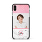 Marble Pink Glitter Photo Custom Apple iPhone Xs Max Impact Case Black Edge on Silver Phone