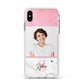 Marble Pink Glitter Photo Custom Apple iPhone Xs Max Impact Case White Edge on Silver Phone