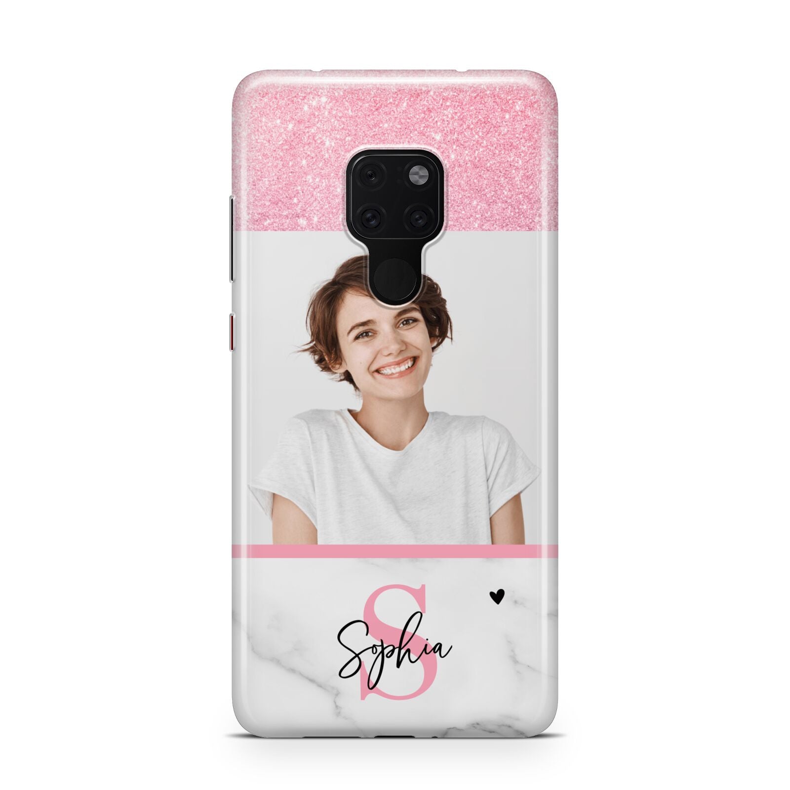 Marble Pink Glitter Photo Custom Huawei Mate 20 Phone Case