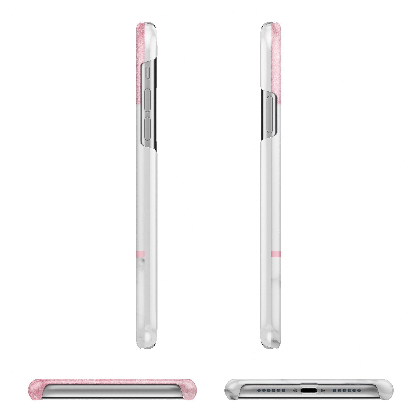 Marble Pink Glitter Photo Custom iPhone 11 Pro 3D Snap Case Angle Images