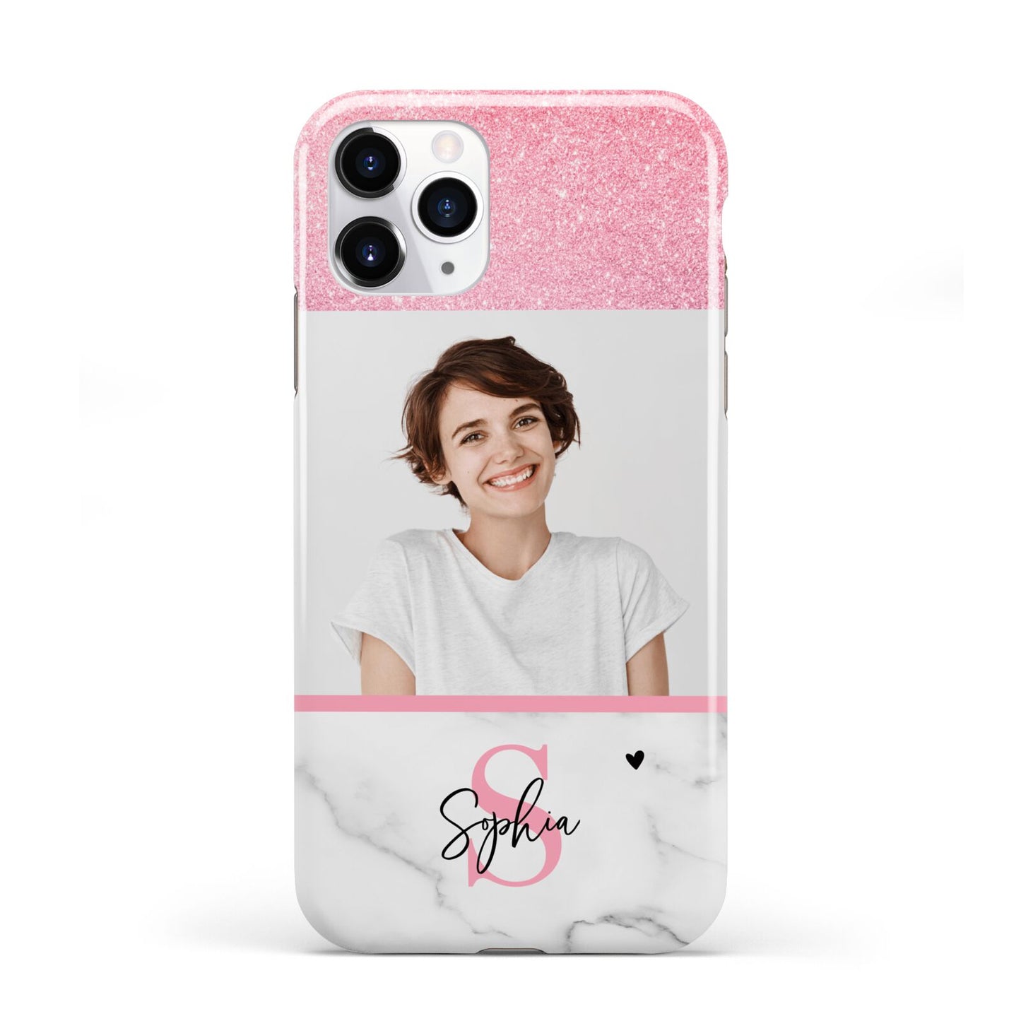 Marble Pink Glitter Photo Custom iPhone 11 Pro 3D Tough Case