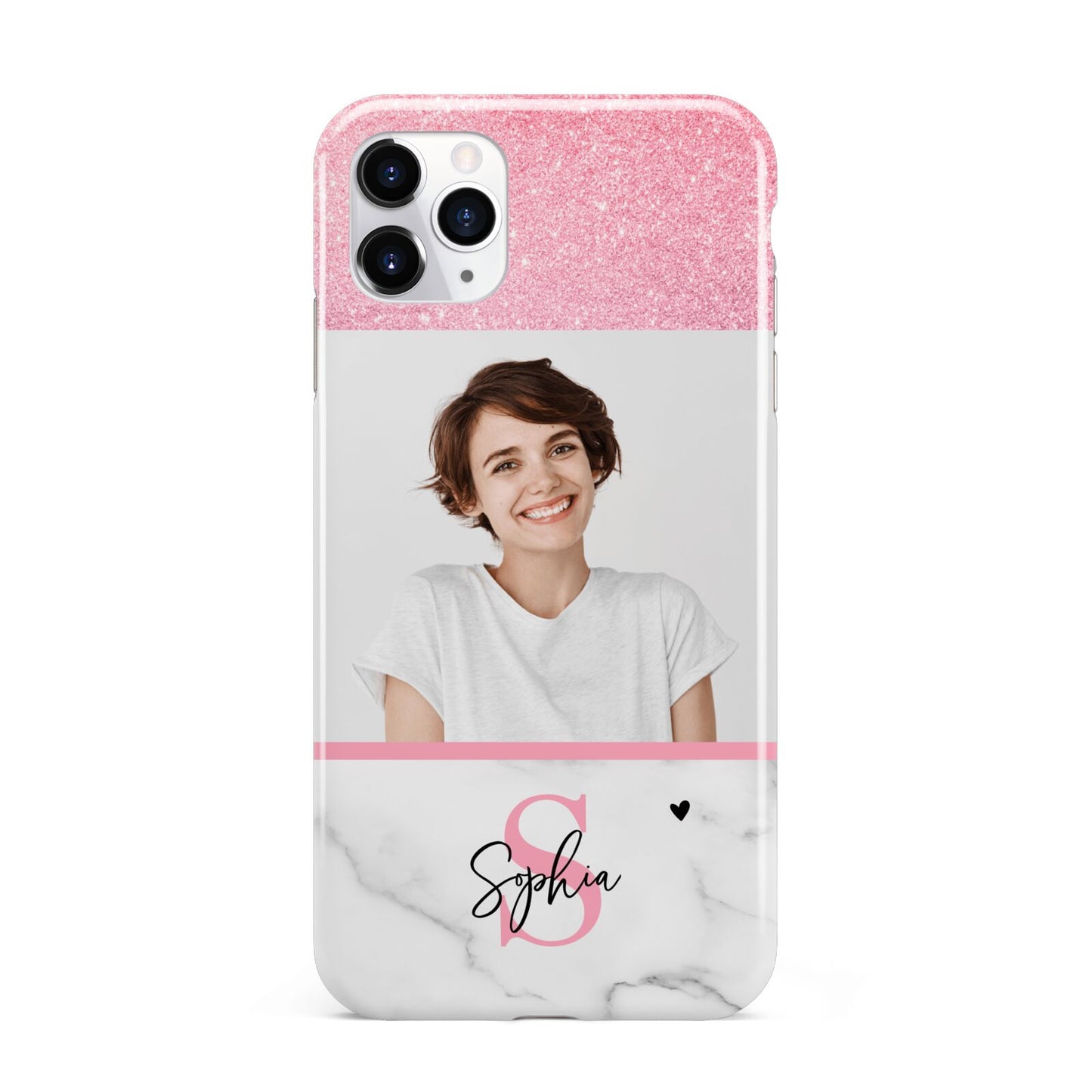 Marble Pink Glitter Photo Custom iPhone 11 Pro Max 3D Tough Case