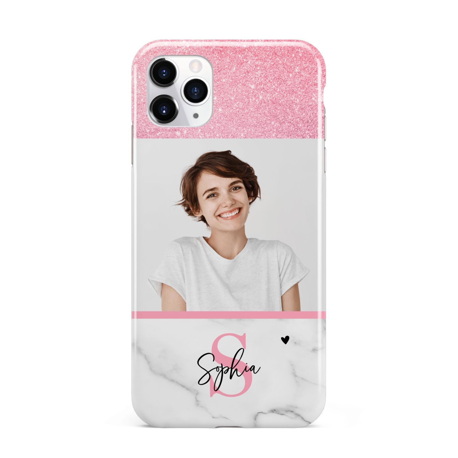 Marble Pink Glitter Photo Custom iPhone 11 Pro Max 3D Tough Case