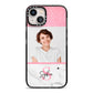 Marble Pink Glitter Photo Custom iPhone 13 Black Impact Case on Silver phone