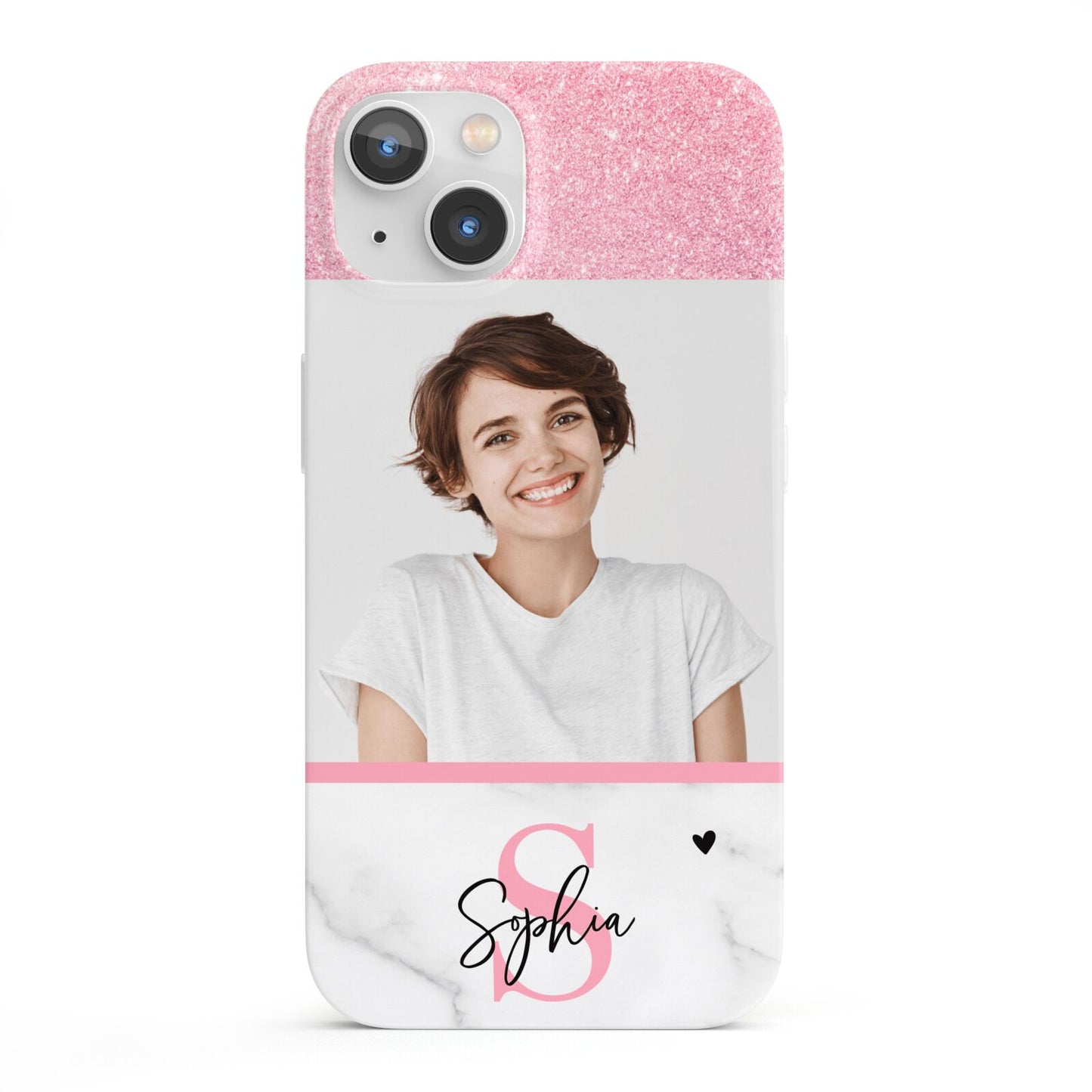 Marble Pink Glitter Photo Custom iPhone 13 Full Wrap 3D Snap Case
