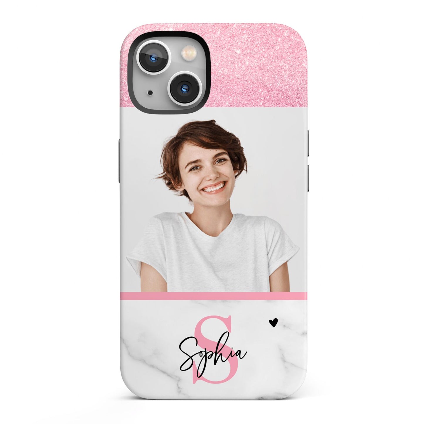 Marble Pink Glitter Photo Custom iPhone 13 Full Wrap 3D Tough Case