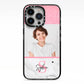 Marble Pink Glitter Photo Custom iPhone 13 Pro Black Impact Case on Silver phone