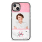 Marble Pink Glitter Photo Custom iPhone 14 Plus Black Impact Case on Silver phone