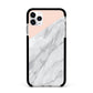 Marble Pink White Grey Apple iPhone 11 Pro Max in Silver with Black Impact Case