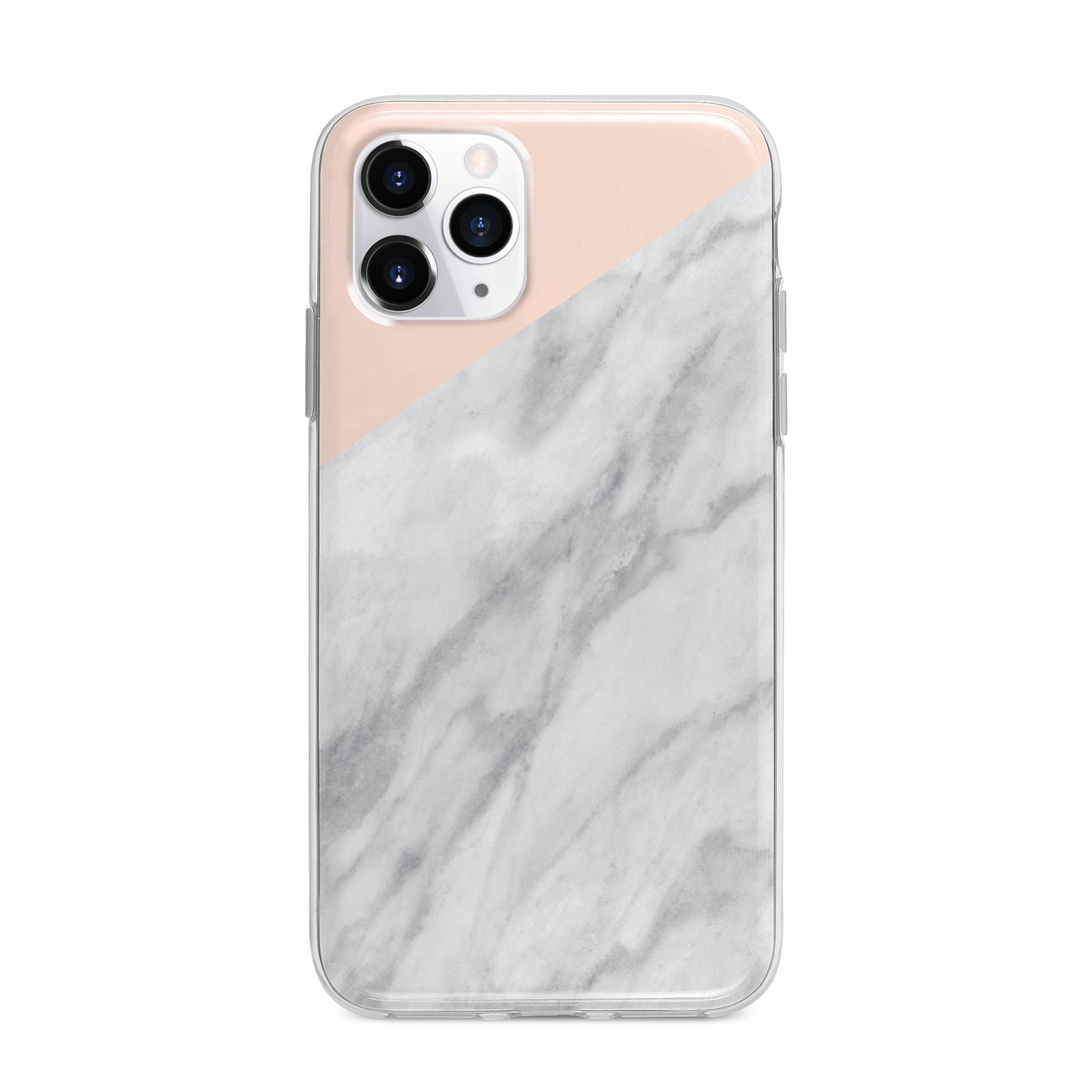 Marble Pink White Grey Apple iPhone 11 Pro Max in Silver with Bumper Case