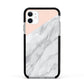 Marble Pink White Grey Apple iPhone 11 in White with Black Impact Case