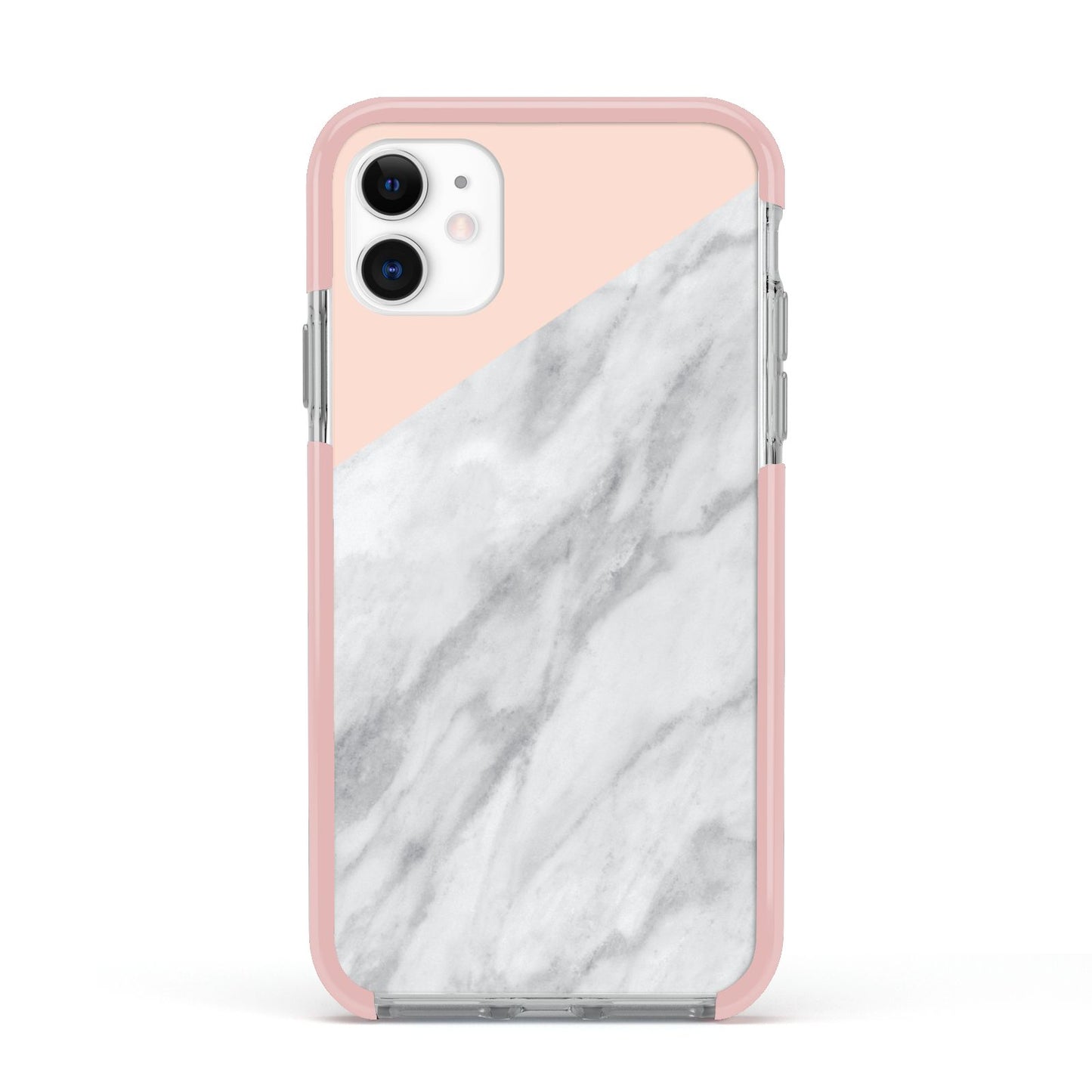 Marble Pink White Grey Apple iPhone 11 in White with Pink Impact Case