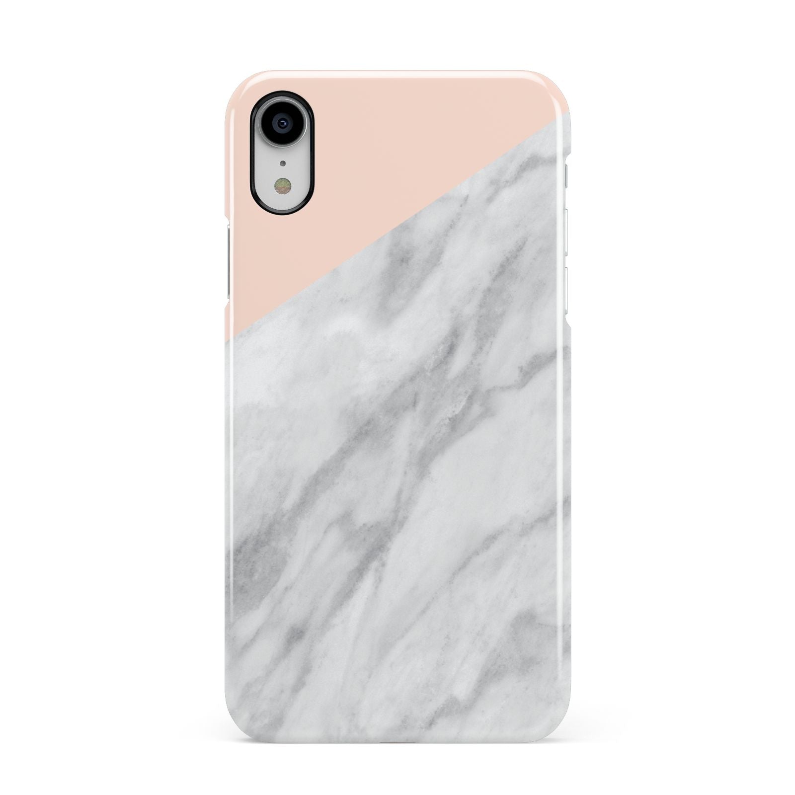 Marble Pink White Grey Apple iPhone XR White 3D Snap Case