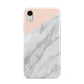 Marble Pink White Grey Apple iPhone XR White 3D Tough Case