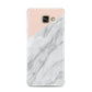 Marble Pink White Grey Samsung Galaxy A3 2016 Case on gold phone