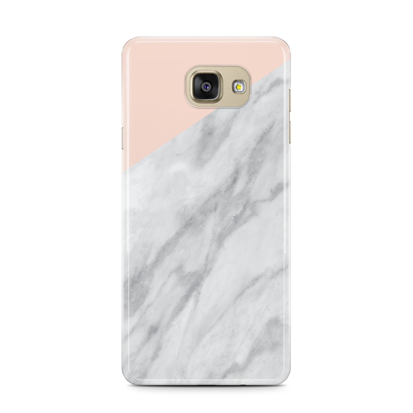 Marble Pink White Grey Samsung Galaxy A7 2016 Case on gold phone