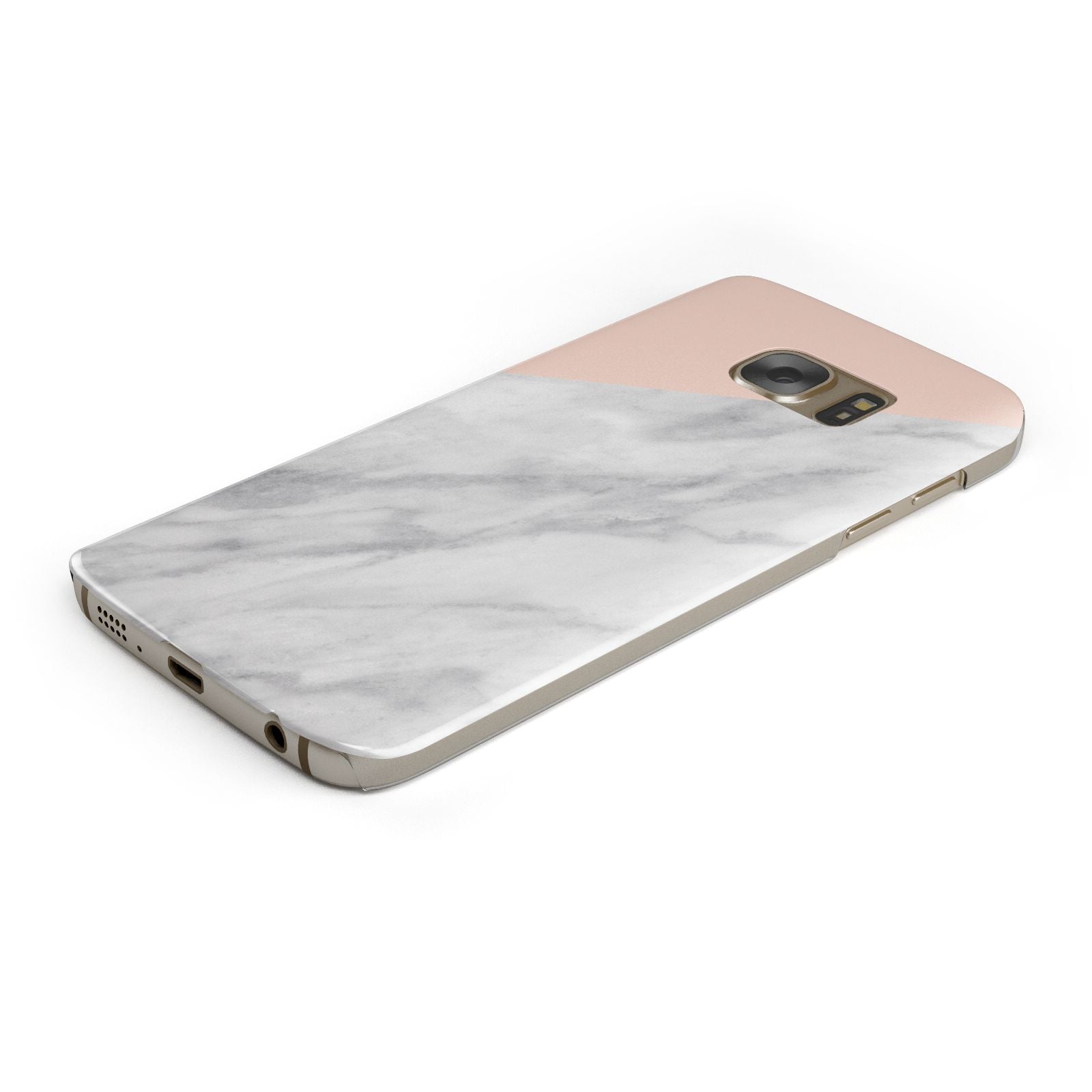 Marble Pink White Grey Samsung Galaxy Case Bottom Cutout