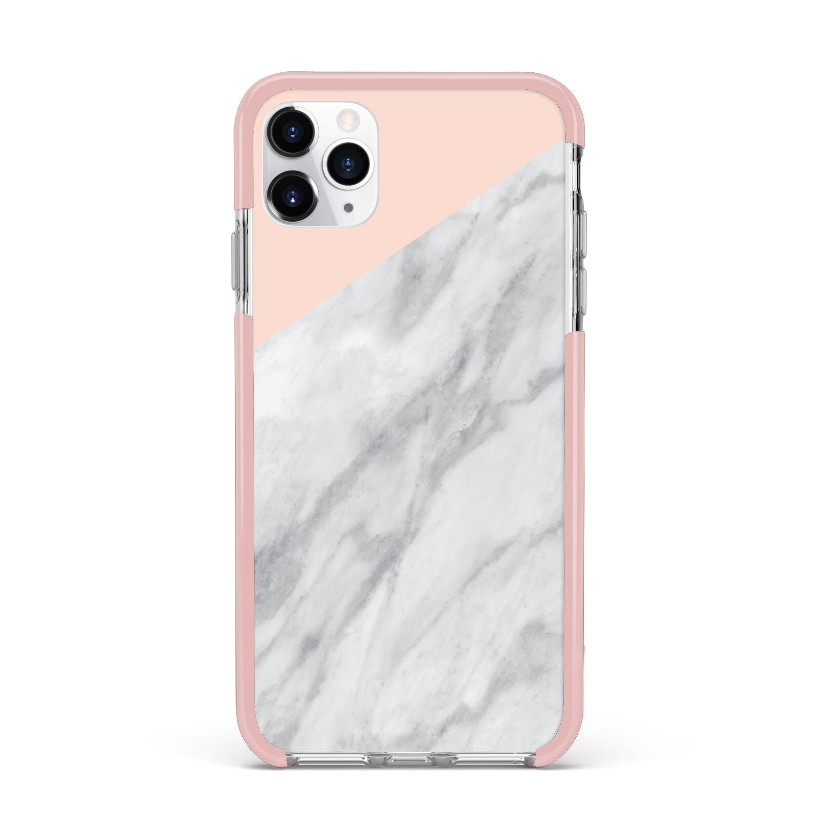 Marble Pink White Grey iPhone 11 Pro Max Impact Pink Edge Case
