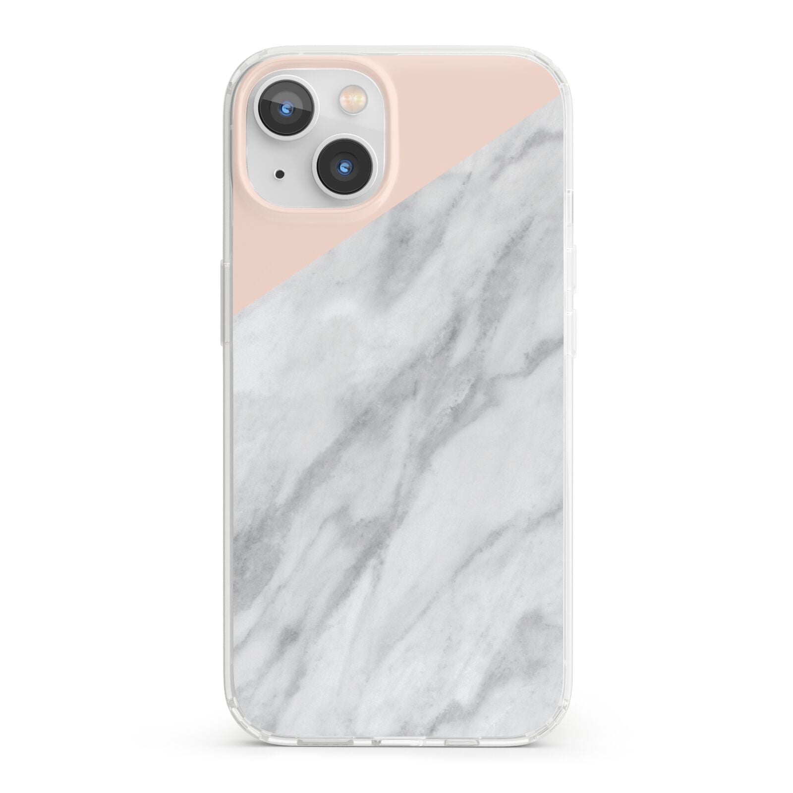 Marble Pink White Grey iPhone 13 Clear Bumper Case