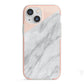 Marble Pink White Grey iPhone 13 Mini TPU Impact Case with Pink Edges