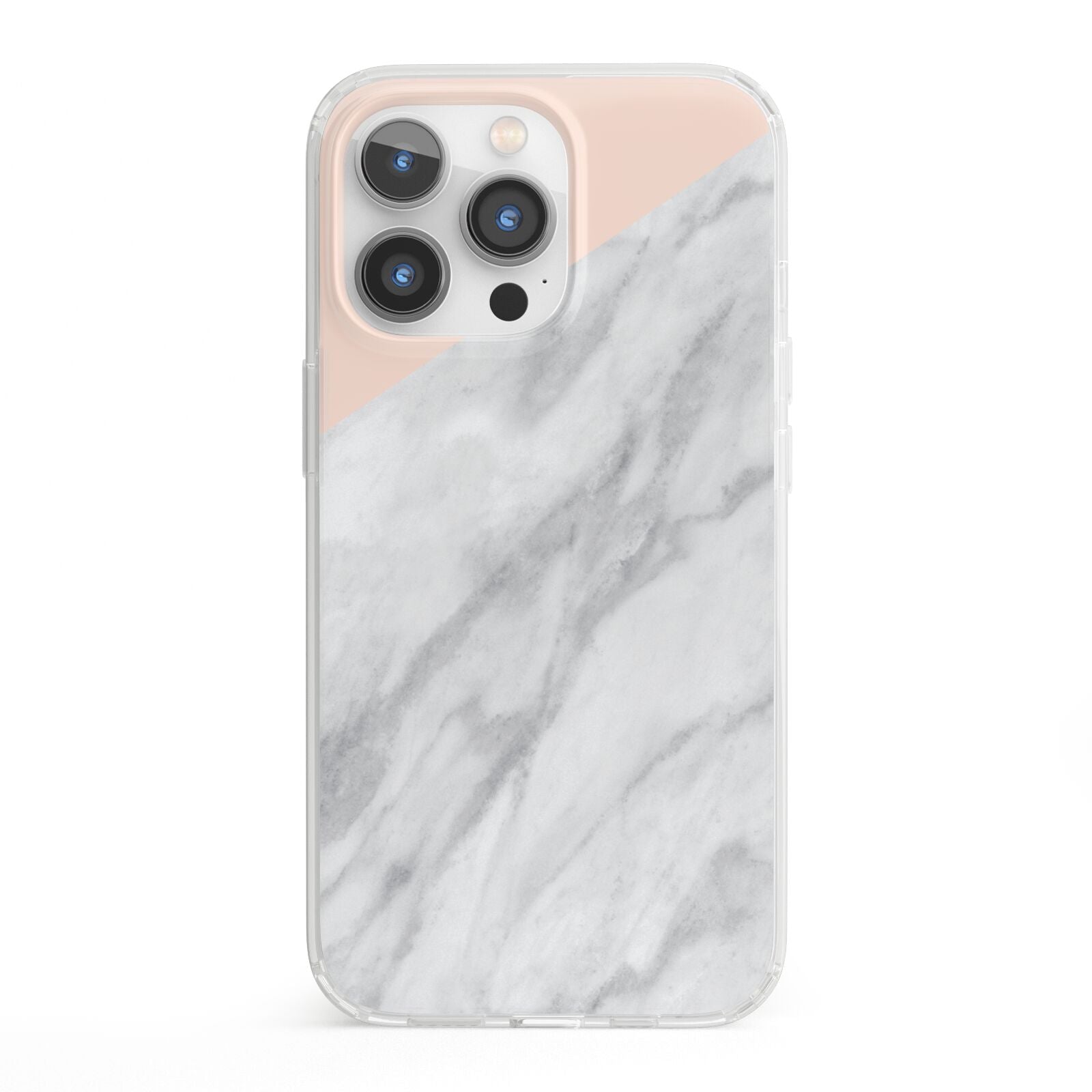 Marble Pink White Grey iPhone 13 Pro Clear Bumper Case