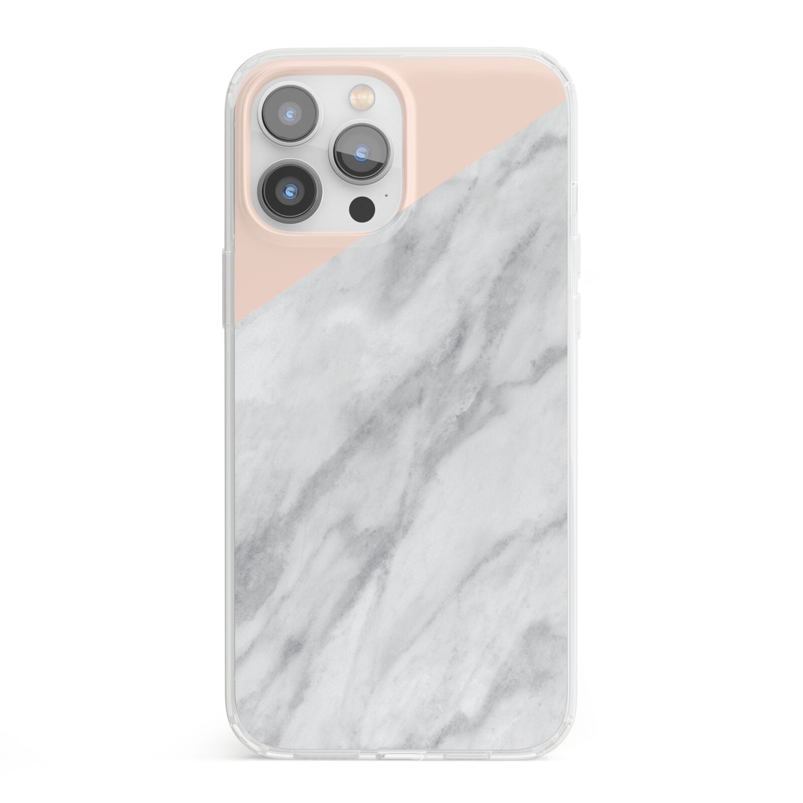 Marble Pink White Grey iPhone 13 Pro Max Clear Bumper Case