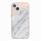 Marble Pink White Grey iPhone 13 TPU Impact Case with Pink Edges