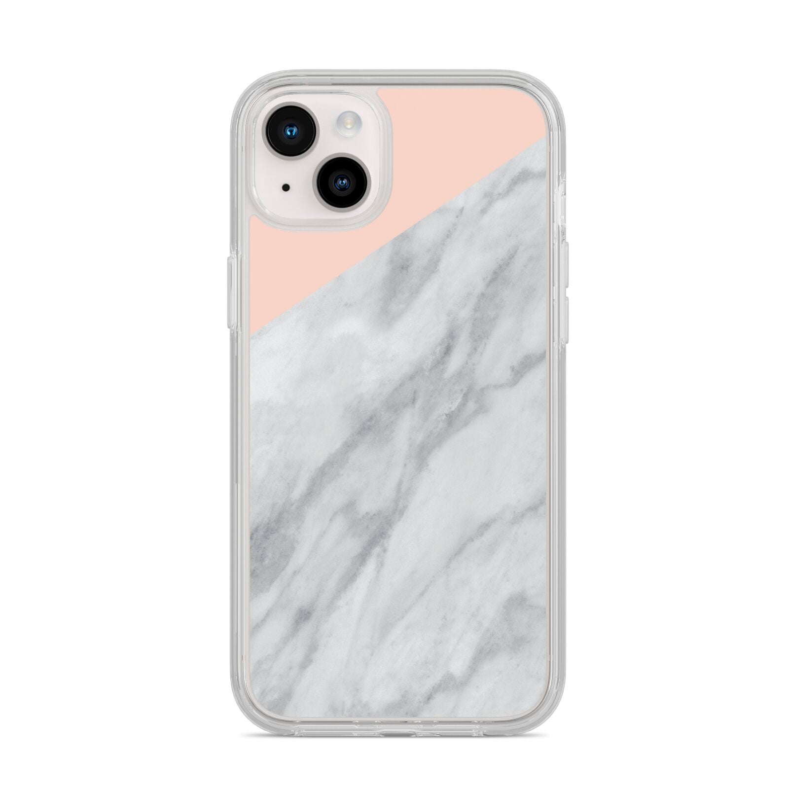 Marble Pink White Grey iPhone 14 Plus Clear Tough Case Starlight